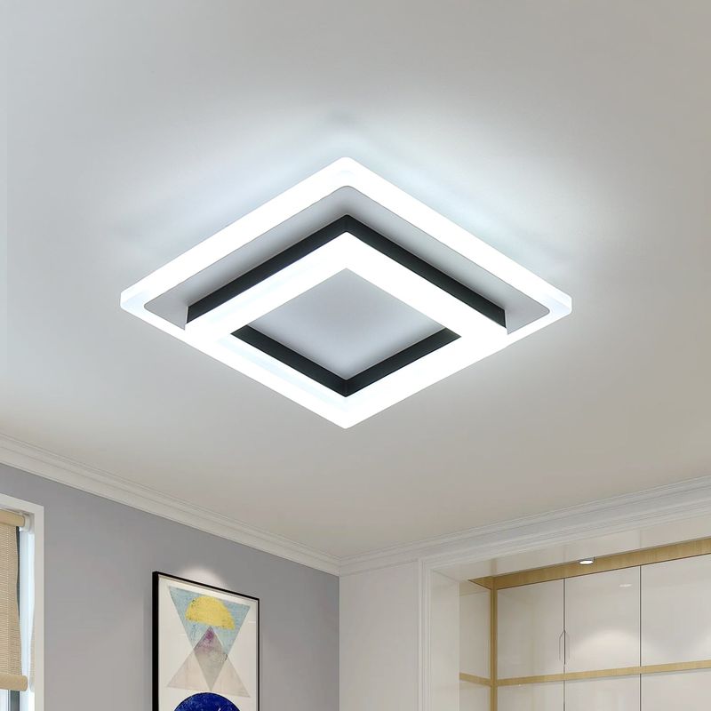 GOECO Quadratische Deckenleuchte aus Acryl, Schwarzweißlicht, 24 W, 20 cm, 220 V, Farbtemperatur 6500 K_voghion.com