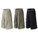 Herrenbekleidung High Street Lockere Arbeitsshorts mit weitem Bein Herren-Sommer-Plissee-Design Abgenutzte, verwaschene Jeansshorts_voghion.com