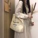 2025 New Zipper Letter Large Capacity Bag Korean Style Simple Literary Women's Canvas Tote Shopping_voghion.com