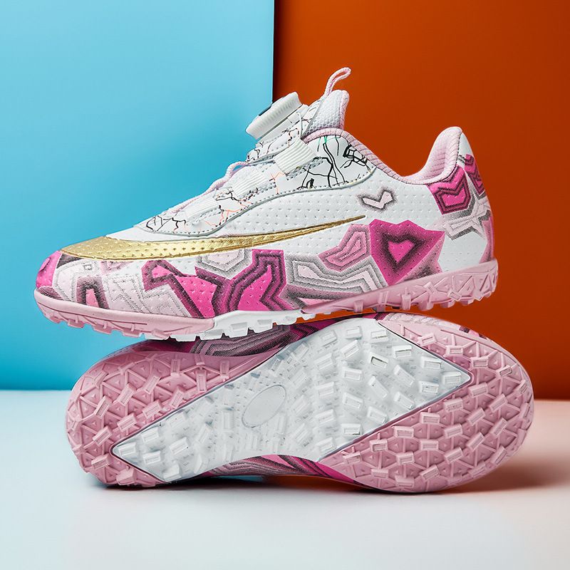 Chaussures de football pour enfants, sans bretelles et à boutons rotatifs, entraînement avec ongles cassés, compétition étudiante pour garçons et filles_voghion.com