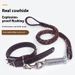 Pet cowhide spring leash, eight strand woven collar, large dog leash for walking dogs_voghion.com