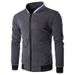 Men's Clothing  new men's sweatshirt zipper stand collar sweatshirt jacket men's plaid solid color cardigan jacket_voghion.com