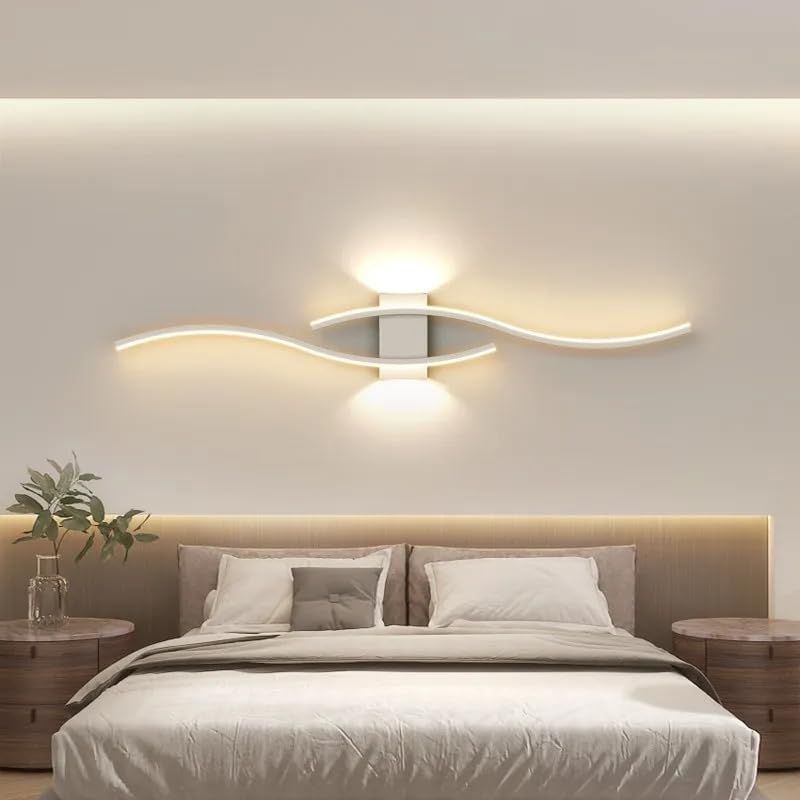 GOECO Schwarze Aluminium-Wandleuchte, einzigartiges Design, 89 x 14 x 5,5 cm, warmes Licht 3000 K, perfekt für Wohnzimmer und Flure_voghion.com