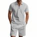 Unbeatable Quality Set Of Short Sleeved Shorts For Men's Summer Versatile Waffle Style Solid Color Casual Loose Collar T-shirt Set_voghion.com