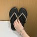 Women's Flat Thong Sandals With Crystals - Casual Flip Flops For Beach & Daily Wear_voghion.com