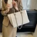Fashion Simple Canvas Material Large Capacity Chain Zipper Womens Shoulder Tote Bag For Commuter Shopping 240816_voghion.com