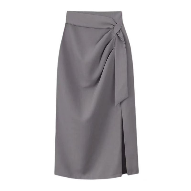 Damenbekleidung Frühlings- und Sommerrock Damen Mittellanger neuer Anzugrock mit hoher Taille Temperament Unregelmäßiger Hüftrock mit Schlitz_voghion.com