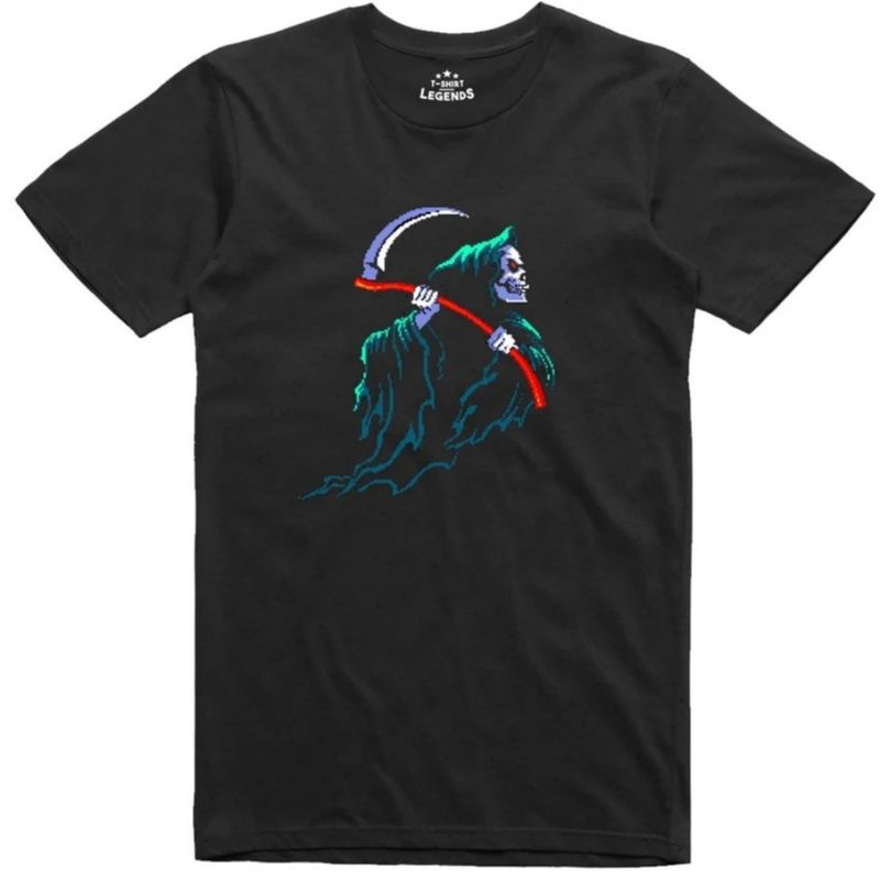 T-krekls ar Pixel Art Gamer Grim Reaper T-kreklu._voghion.com