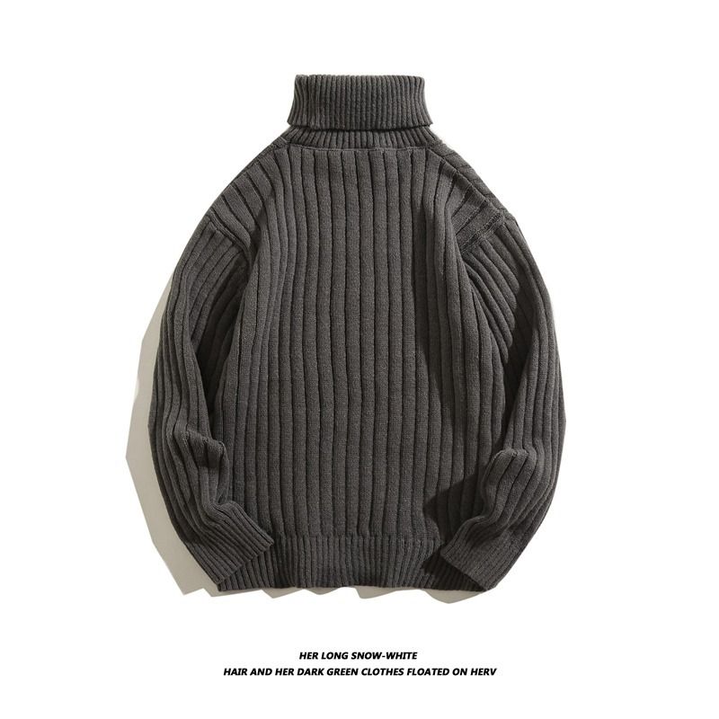 Neue Winter Herren Pullover mit Stehkragen Mode Schlank Verdickte Unterwolle Jugend Langer Kragen Solide Fried Dough Twists Strickwaren Männer_voghion.com