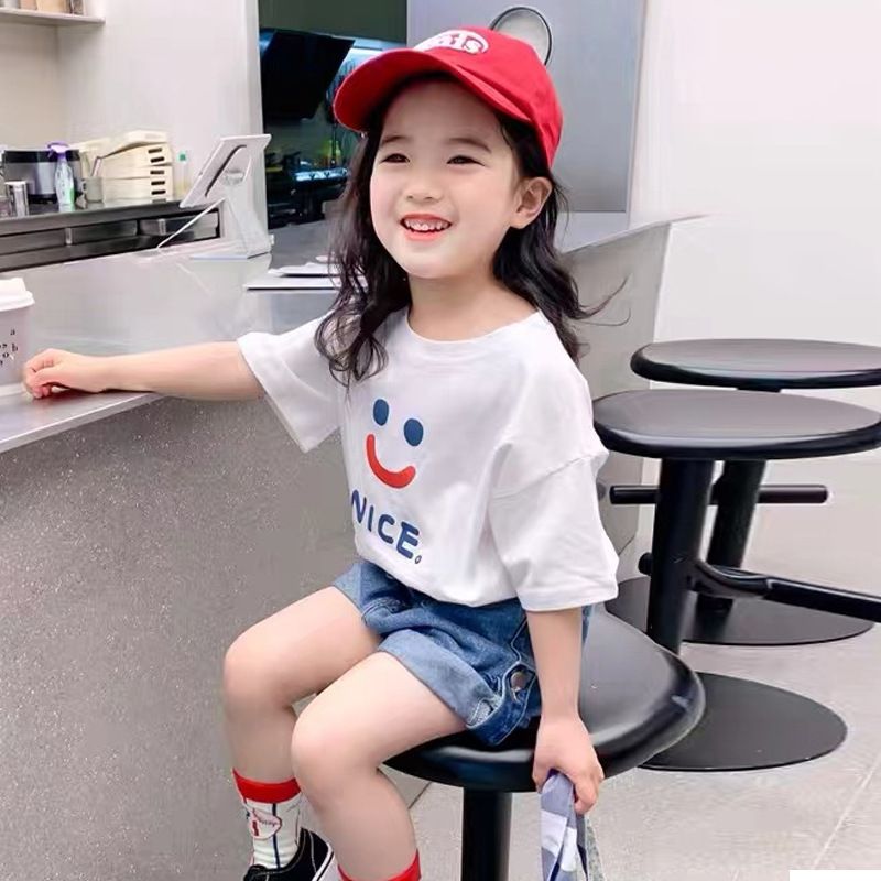 Girl's pure cotton short Korean summer T-shirt carton girl middle and small school children's half slept T westernized_voghion.com