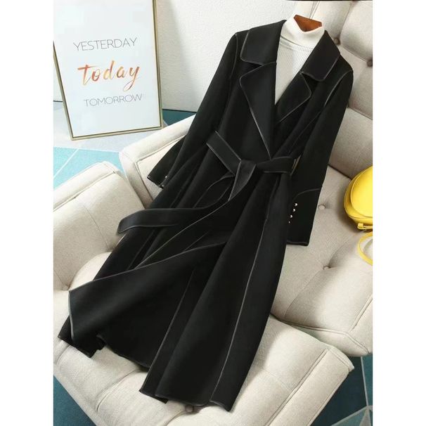 Women's Clothing Woolen Coat Mid Length Elegant Wool Blend Coat - Double-Faced Fleece, Warm & Stylish Mid-Length Outerwear For Autumn & Winter_voghion.com