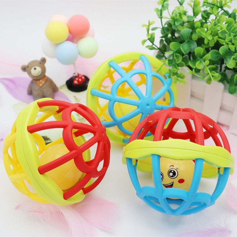 Toy Babies And Toddlers Can Chew On The Soft Rubber Rocking Bell Crawling Ball. Early Education For Babies, Smiling Face, And Hand Grabbing Ball_voghion.com