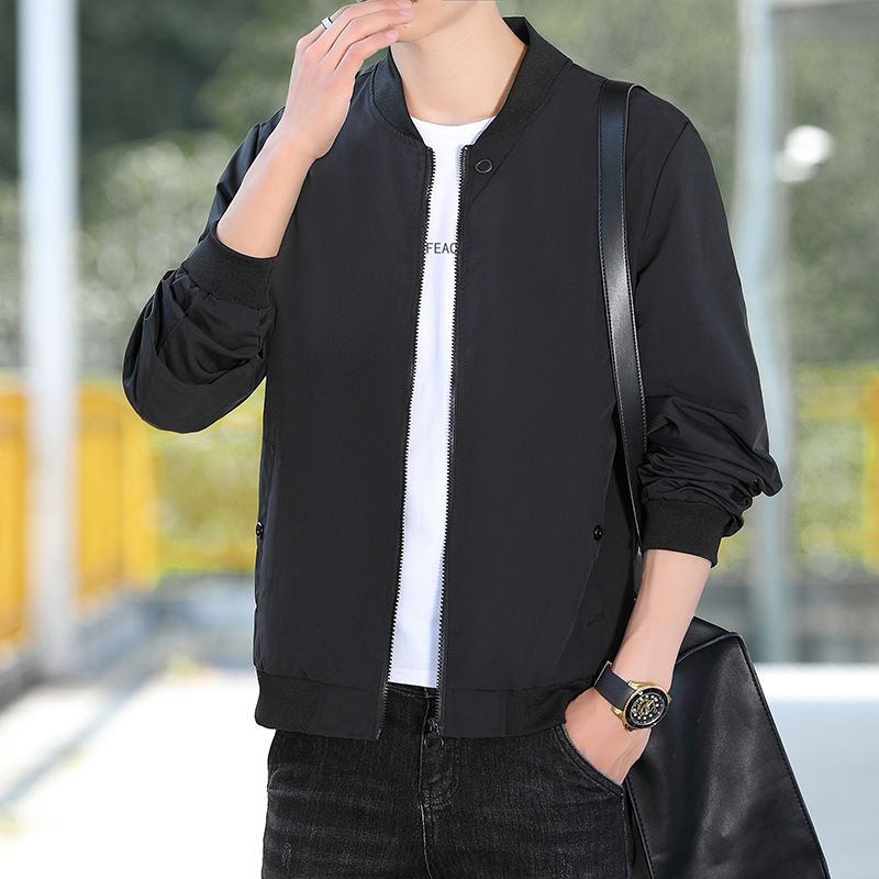 Baseballjacke für Herren, leichte, modische Bomberjacke, stylische, lässige Collegejacke mit kontrastierenden Ärmeln_voghion.com