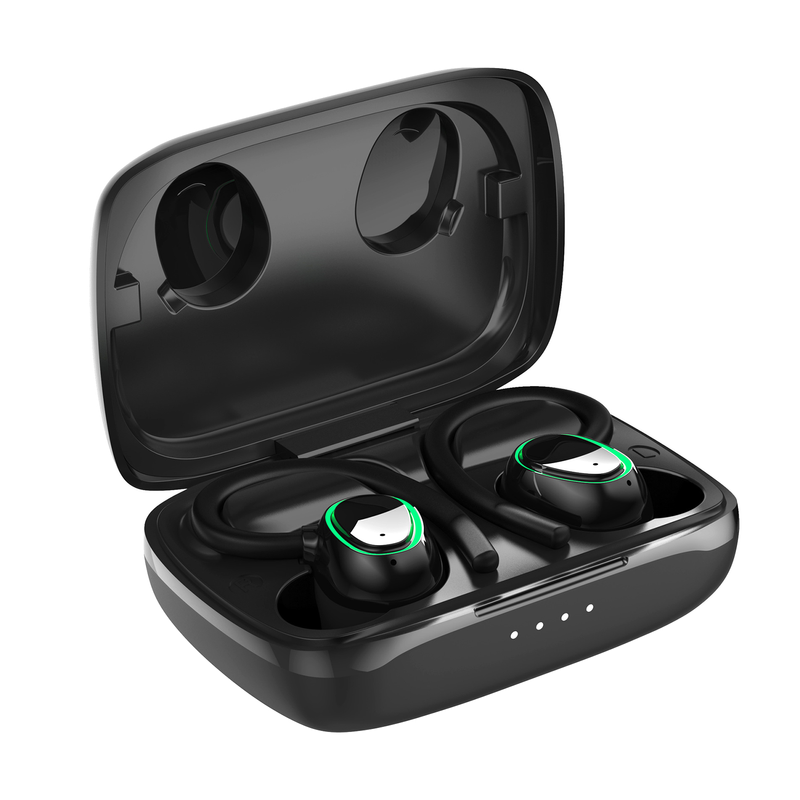 Słuchawki Bluetooth Zaczep na ucho Odcisk palca Dotyk Mocny bas Fajne światła Muzyka stereo HiFi Wodoodporny Sportowy subwoofer Bezprzewodowe słuchawki douszne Do ćwiczeń_voghion.com