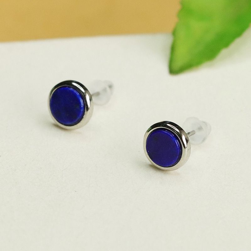 Orecchini in lapislazzuli con pietre preziose blu Orecchini in argento S925 con aghi Gioielli di moda_voghion.com