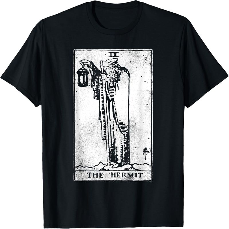T-Shirt mit der Tarotkarte „Der Eremit“, traditionelles Design._voghion.com
