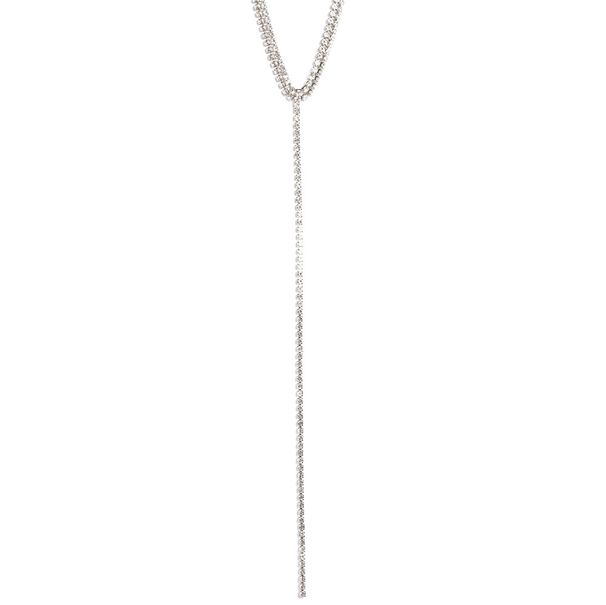 Hot selling rhinestone Y-shaped long tassel necklace for ladies, sparkling crystal collarbone chain, claw chain_voghion.com