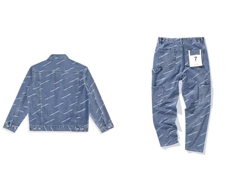Abbigliamento maschile Abito in denim ricamato con fiori di anacardi, abbigliamento primaverile da uomo, nuovo, taglia grande, uomo grasso, ampio, alla moda, marchio fresco_voghion.com