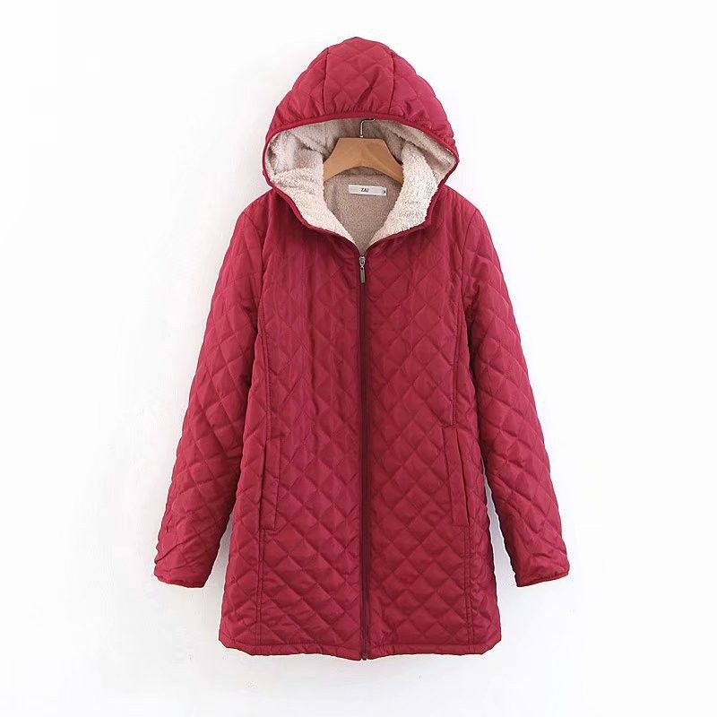 Cappotto da donna in cotone con cappuccio e fodera in pelle di agnello – Giacca invernale calda con maniche lunghe (S-XXXL) | Capispalla casual taglie forti_voghion.com