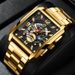 Authentic Men Watch Square Stainless Stee Waterproof Man Wristwatch Luxury Quartz Calendar Hollow Original_voghion.com