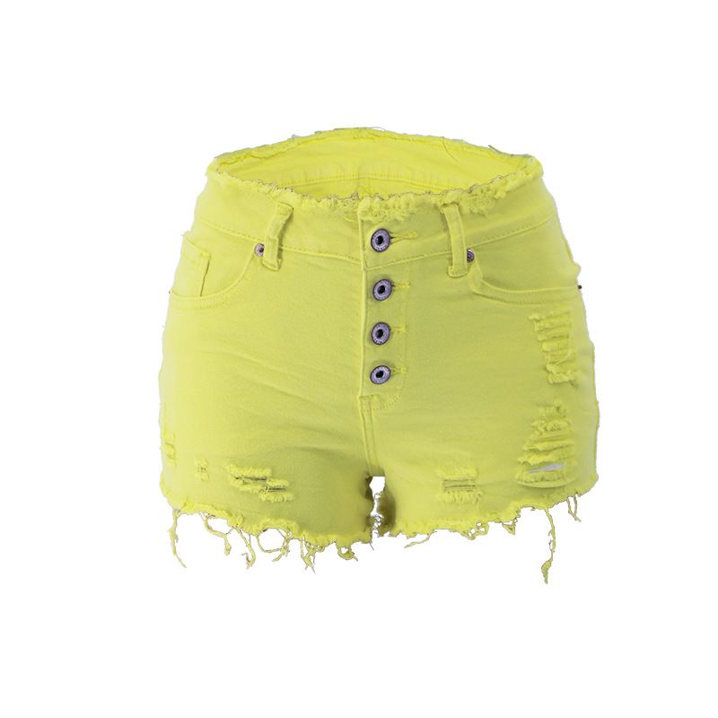 Abbigliamento da donna Primavera ed estate Nuovi pantaloncini in denim con bottoni e nappe_voghion.com