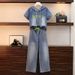 Sommermode Denim Zweiteiler Anzug Elastische Hose Kapuzenjacke Damen Weites Bein Stilvoll Locker Schlank Zweiteiler Set_voghion.com