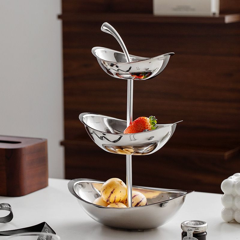 Stainless Steel Living Room Coffee Table Creative Multi-layer Three-layer Double-layer Snack Display Fruit Plate_voghion.com