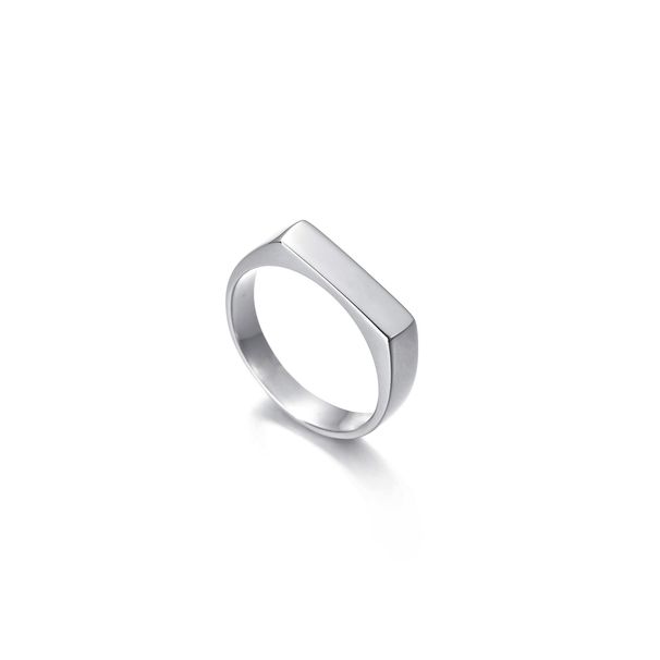 Gepersonaliseerde vierkante ring in eenvoudige stijl, graveerbaar, roestvrij staal, sieraden, directe verzending_voghion.com