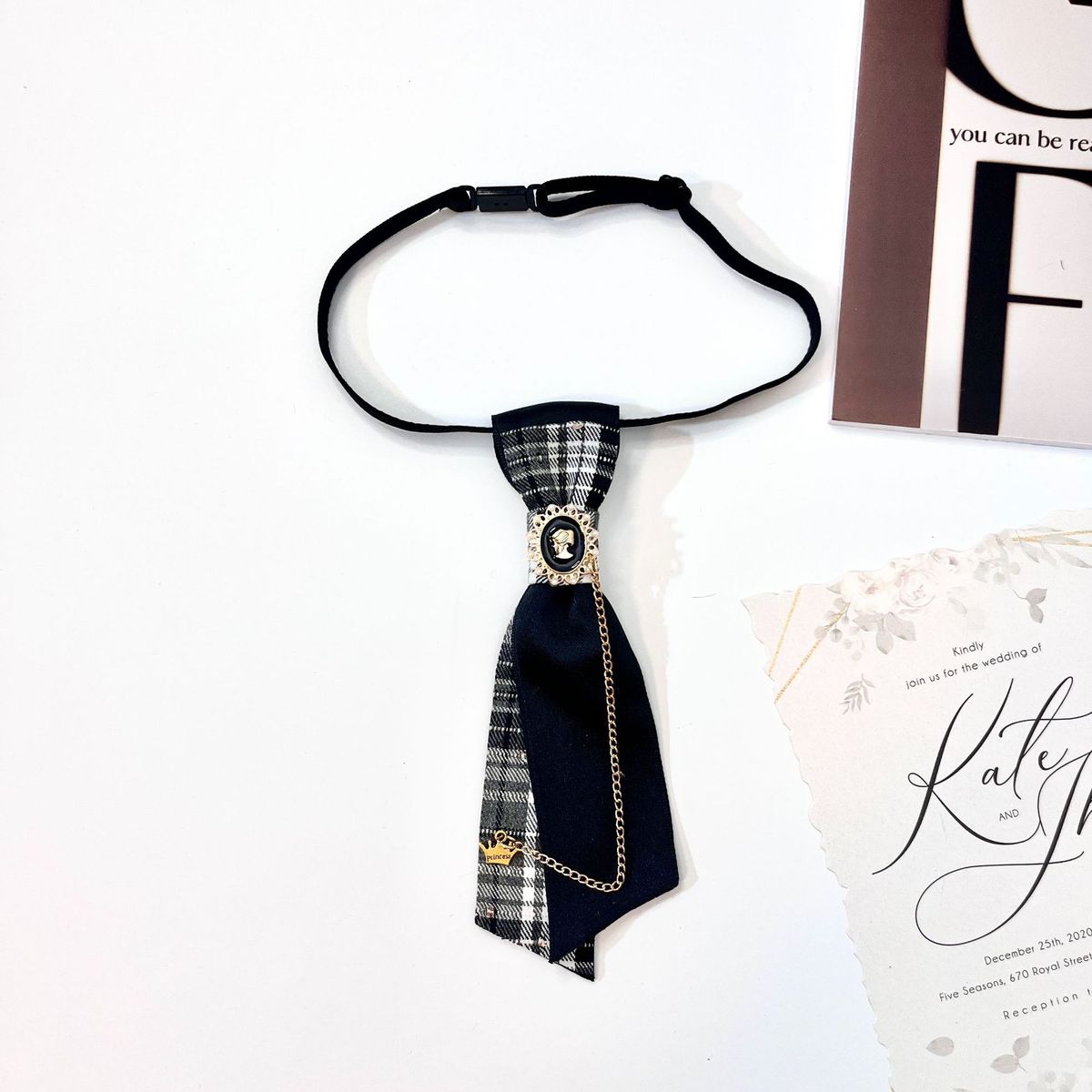 Papillon stile retrò americano Ivy League, cravatta senza nodo, accessorio per gilet di perle, versione coreana, scatto reale_voghion.com