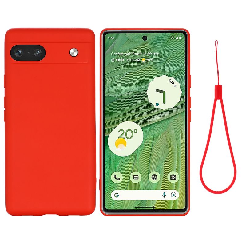 Für Google Pixel 7a Pure Color Flüssigsilikon Stoßfeste Handyhülle (Schwarz)_voghion.com