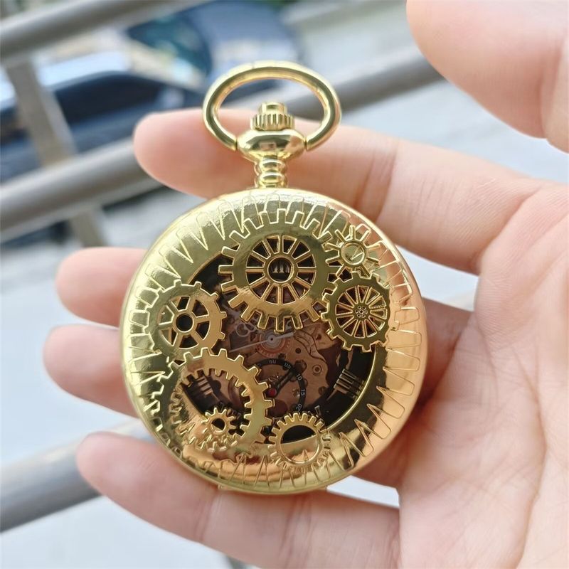 Hollow Gear Fully Automatic Mechanical Non-Quartz Pocket Watch Classic Model With Waist Chain_voghion.com