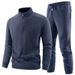 Men's Outdoor Sports Leisure Set - Long Sleeve Hoodie & Mid-Weight Half-Zip Fleece Jacket With Thermal Base Layer_voghion.com