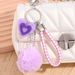 Plush Ball Heart Pendant Cute Bag Keychain Anti-Lost Key Ring Small Gift_voghion.com