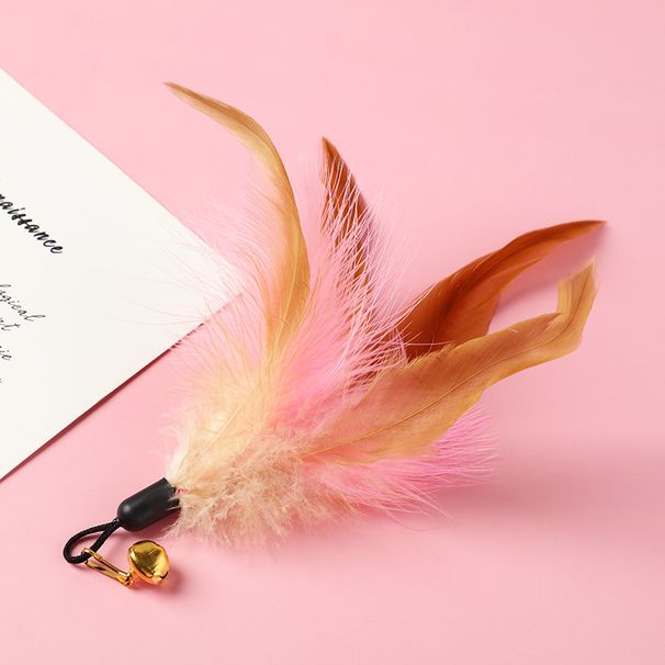 Pet Supplies Feather Bell Replacement Head Teasing Elastic Wire Cat Teaser Wand Interactive Toy_voghion.com