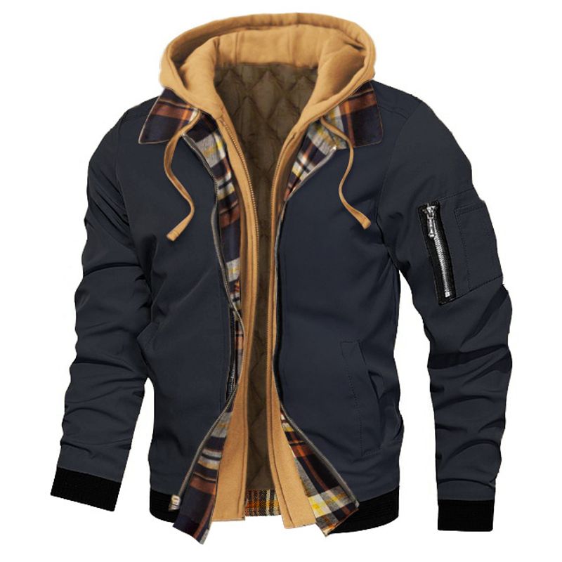 Men's Clothing Spring Autumn Winter Thick Large Size Men's Solid Color Hooded Jacket Casual Jacket Men_voghion.com