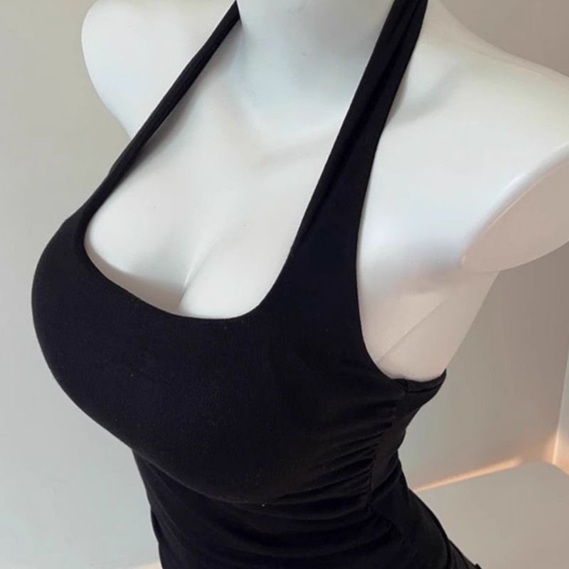Dameskleding, rugloos, klein camisole vestje voor dames, zomersport, ondergoed, korte halternek, top, buitenkleding, trend_voghion.com