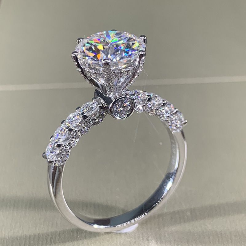 Platinum Plated Crystal Women's Jewelry Brilliant Star Wedding Diamond Ring_voghion.com