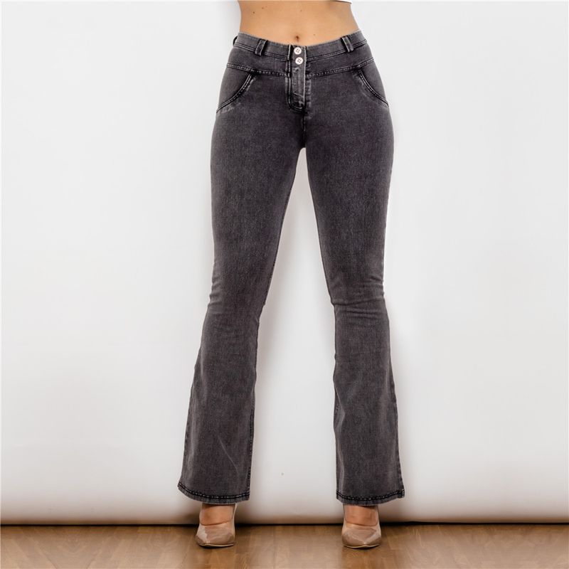 Women's Clothing Stretch Denim Flared Hip Lifting Pants Peach Tights Shaping Pants Large Size Women's Trousers_voghion.com