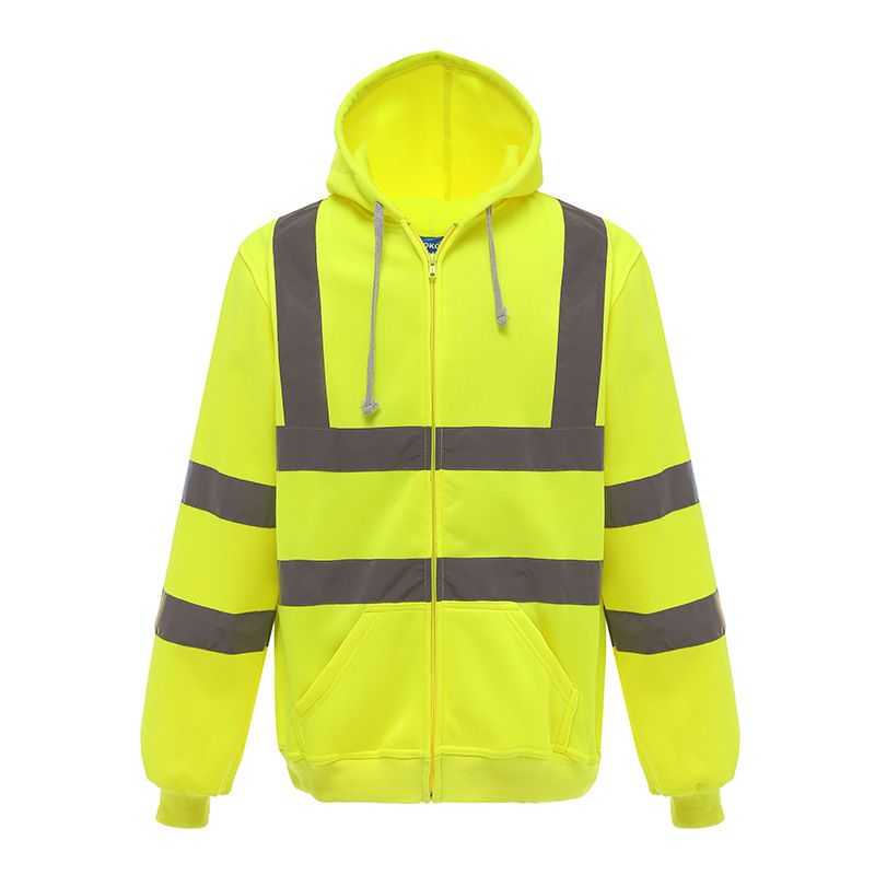 Abbigliamento da uomo Felpe riflettenti da uomo Pile monofacciali Giacche fluorescenti da cantiere Abbigliamento riflettente per esterni_voghion.com