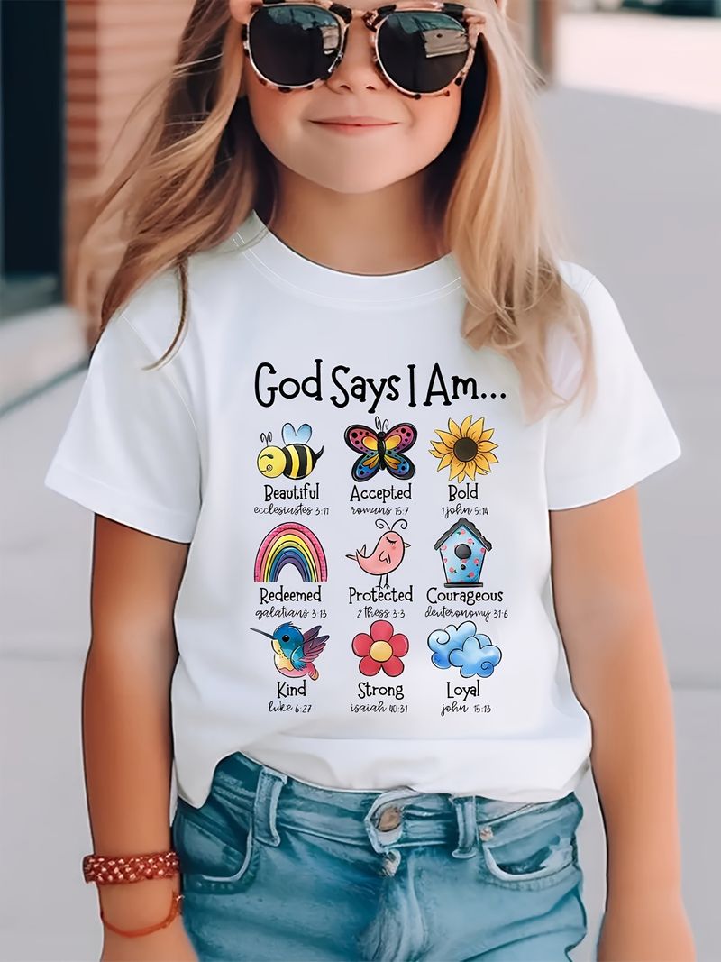 Kids’ Clothing Girls Summer Round Neck Short Sleeved Tops New Casual Cartoon Animal Print T Shirt_voghion.com