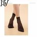 2025d Fashionable Rhinestone Short Fishnet Stockings For Women, Simple Solid Color Mid-Calf Mesh Socks_voghion.com