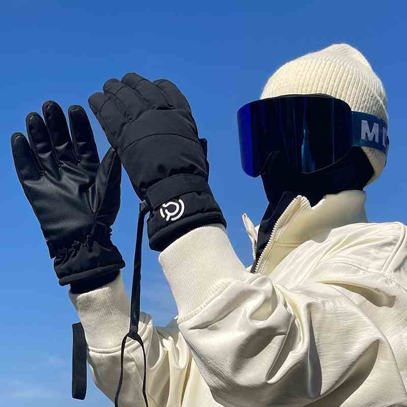 Skihandsker trendy mænd kvinder vinteren 2024, med tyk fleece til varme, udendørs cykling, vandreture, vindpr og_voghion.com