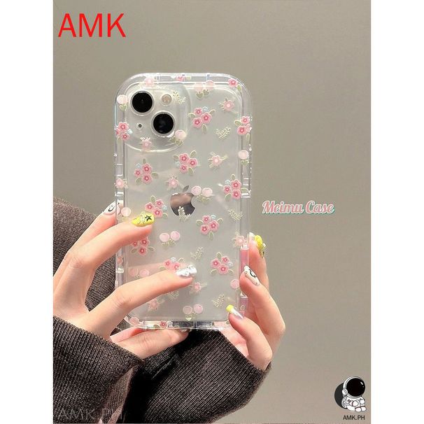 Airbag-Hülle Samsung S24 S23 S22 S21 S20 FE S10 NOTE 10 20 ULTRA PLUS A55 5G Ästhetik Rosa Blumen Linsenschutz Soft Case_voghion.com