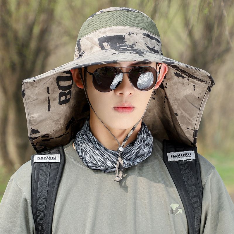Unisex Wide Brim Sun Hat With Neck Protection - UPF 50+ UV Blocking & Breathable Design For Summer Travel​​_voghion.com