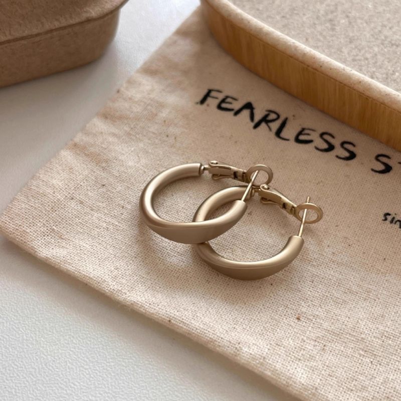 Minimalist Cool Style Matte Metal Hoop For Women, Unique Ins Fashion Commuting Temperament Versatile Earrings_voghion.com