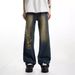 American retro drape denim jeans, men's hip-hop loose edge floor mop pants, street hip-hop design sense_voghion.com