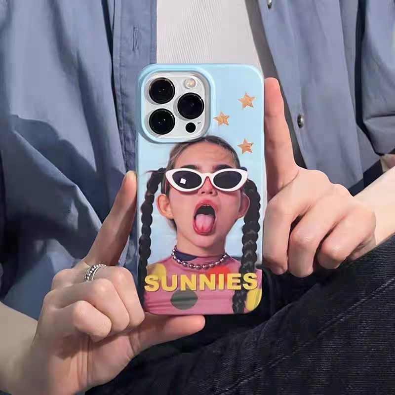 【 Large Hole Bag Button Design 】 Ins Funny Girl IPhone 16 Style 15 Phone Case 14 Promax 13 Personality 12 Niche X_voghion.com
