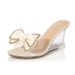 Fairycore Crystal Bow Slides Korean Summer Wedge Sandals For Women Elegant Rhinestone Decor Comfortable Platform Heels_voghion.com