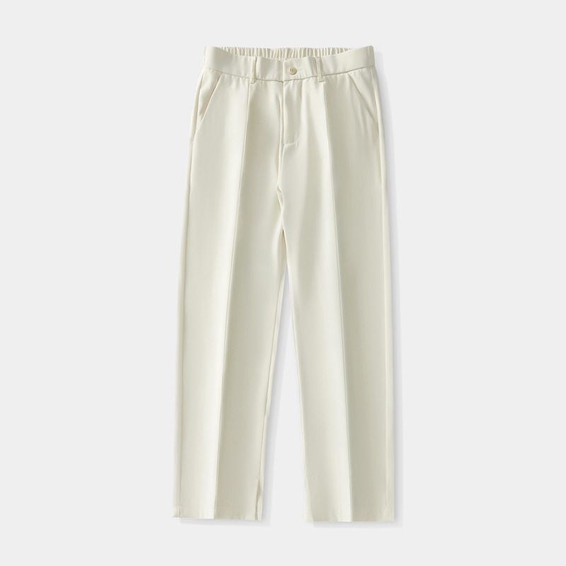 Trendiger Anzug mit weitem Bein für Herren, lockere, gerade Röhrenhose aus Eisseide, dünne Freizeithose für den Sommer, High-End-Hose mit Drapierung_voghion.com