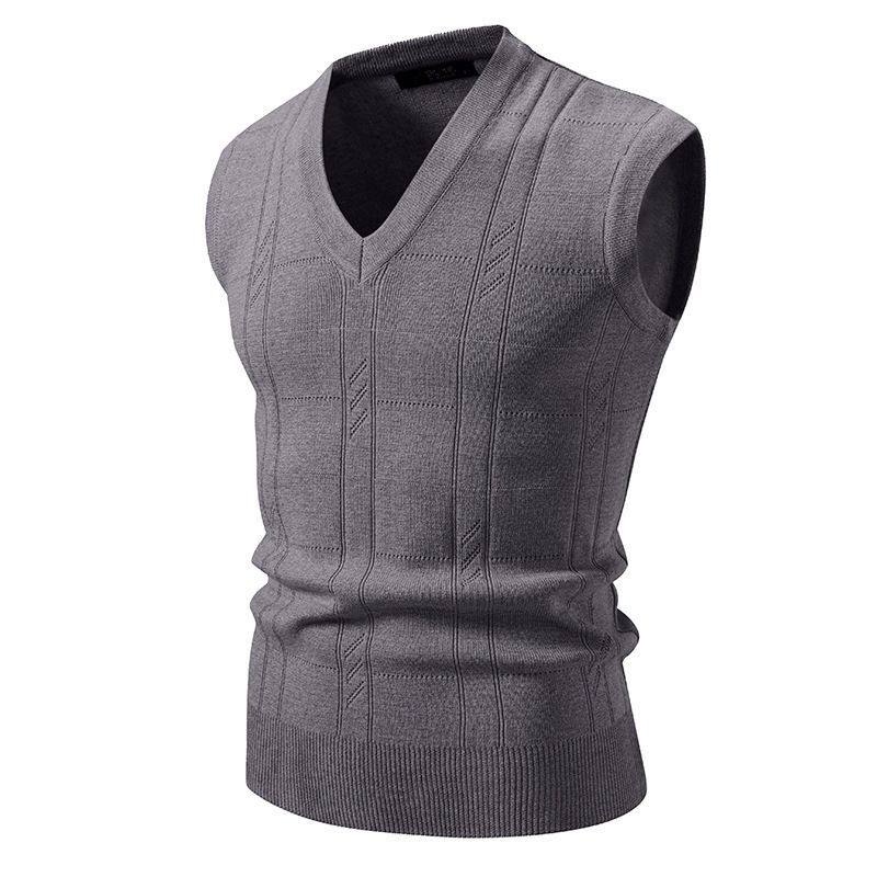 Herrenmode Strickpullover Weste V-Ausschnitt Loose Fit Trendy Zopfmuster Herbst Winter Freizeitkleidung​_voghion.com